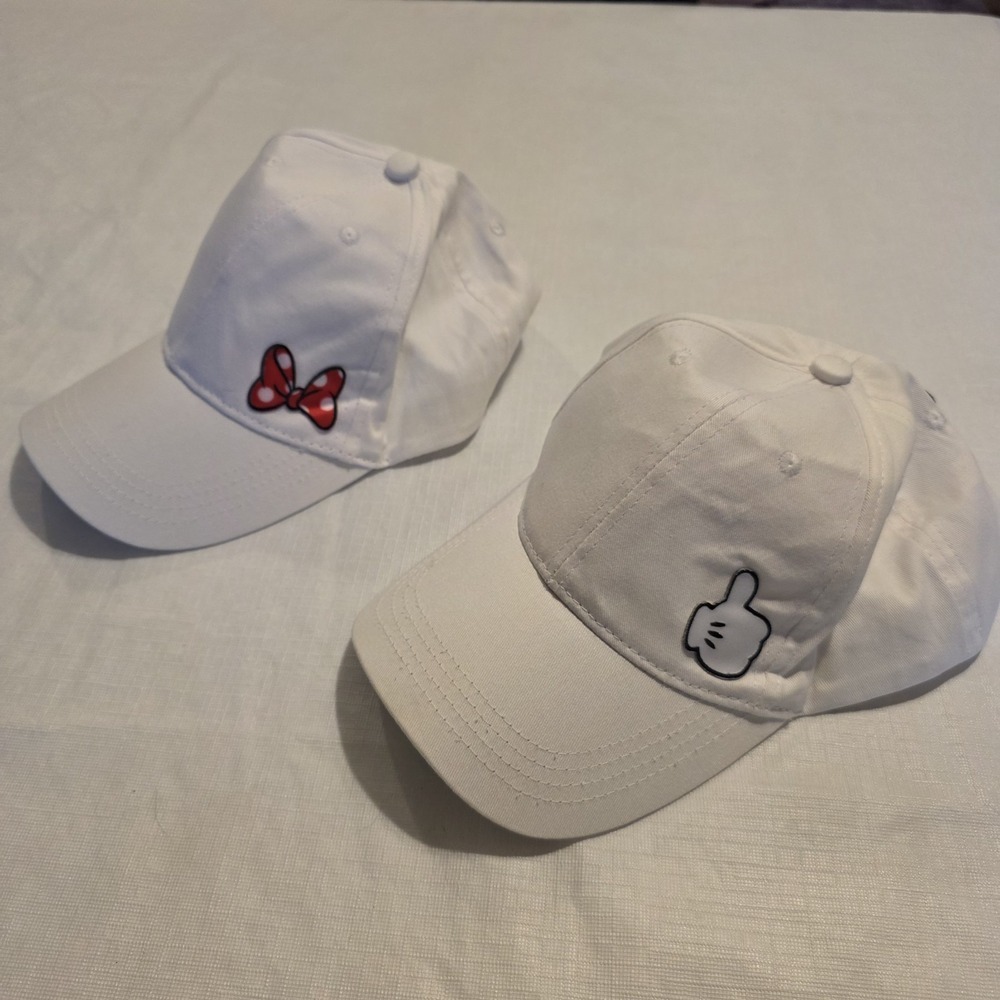 Disney-Inspired Matching White Baseball Caps – Fan-Made (Set of‎ 2)
